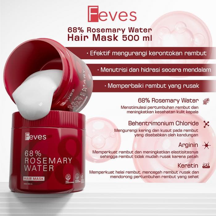 Hair Mask 68% Rosemary Water - Masker Rambut - 500ml – foto produk